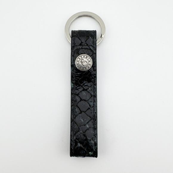 Graphic Image Keychain Strap Black Faux Snakeskin‎ Pattern with Logo Accent - Picture 1 of 10